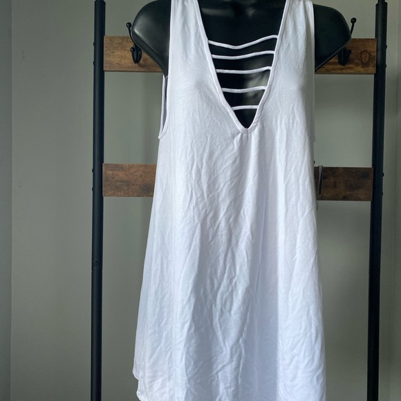 California Waves Juniors White Strappy Swim Cover-Up Dress in attic white XS - Picture 6 of 7
